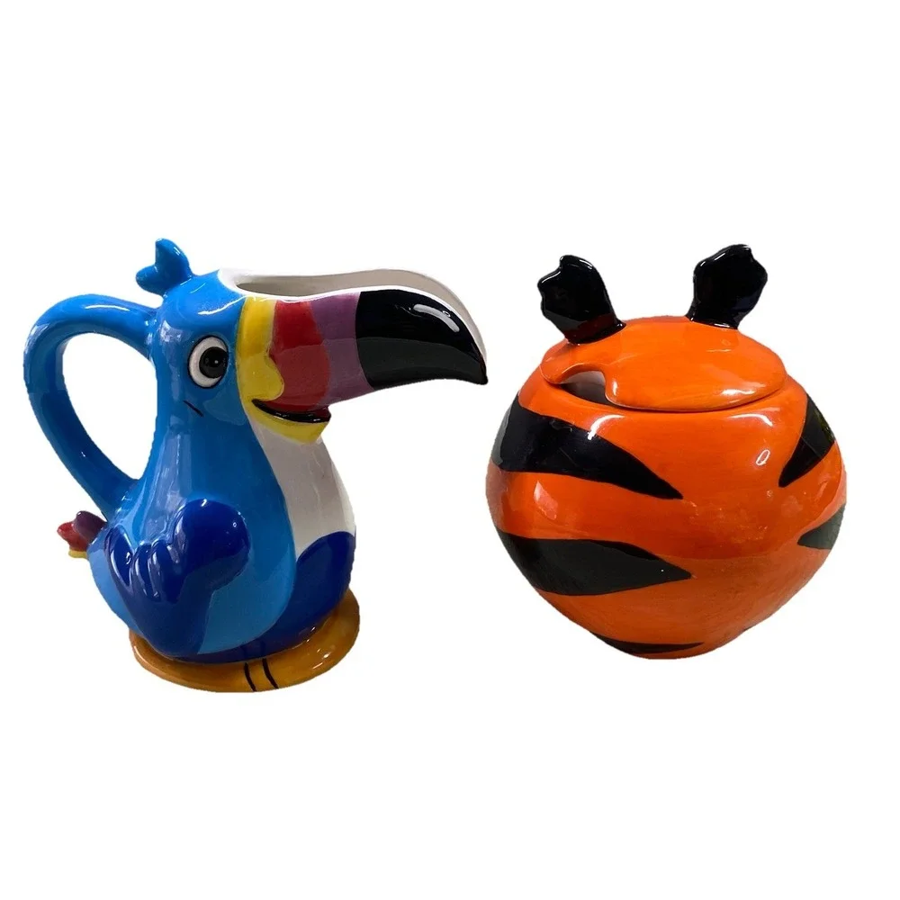 Kellogg's Breakfast Cereal‎ Tony the Tiger&Toucan Sam Creamer &Sugar Bowl Set